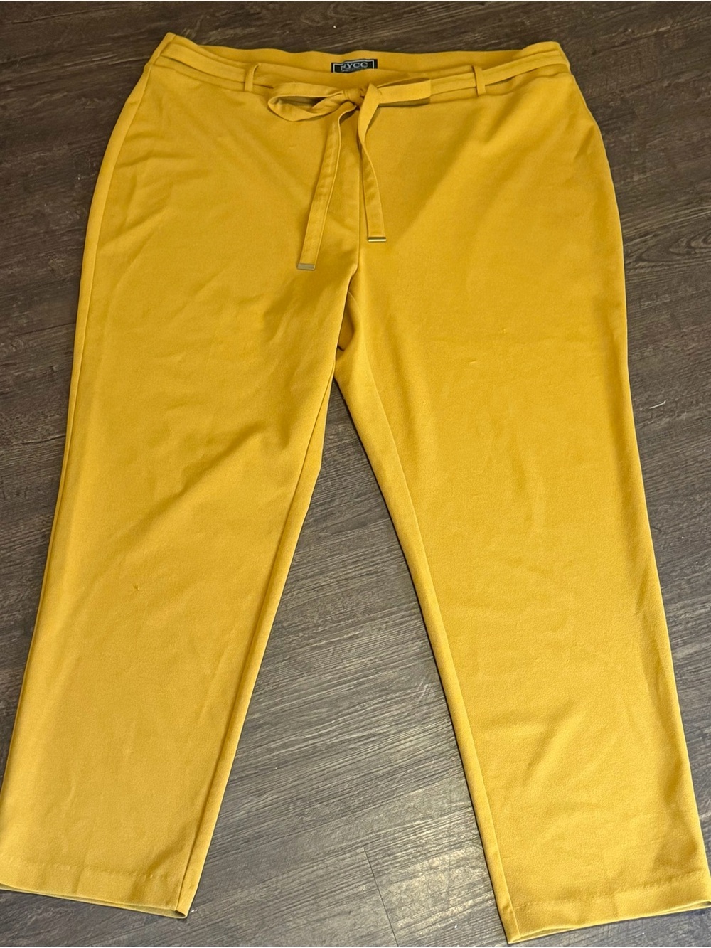 NYC Women's Mustard Yellow Faux Drawstring Trousers